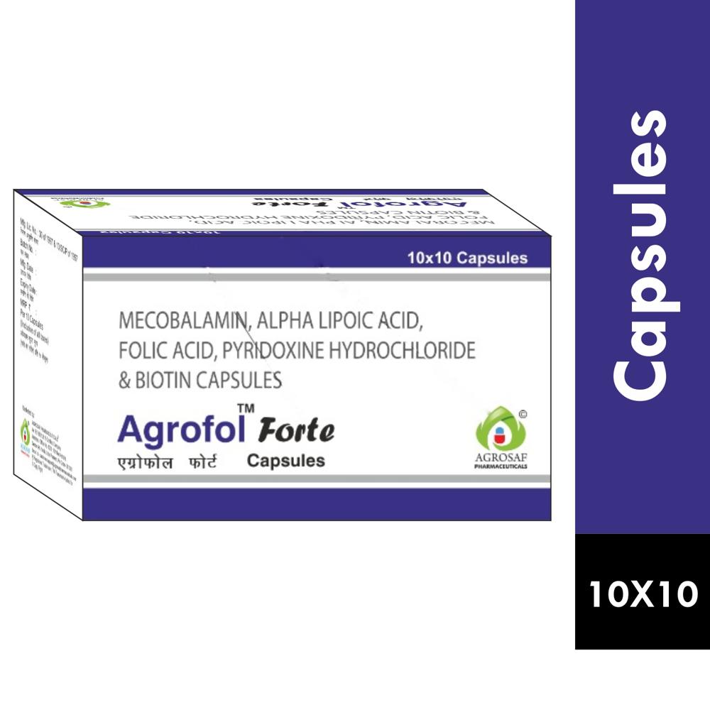 AGROFOL FORTE CAPSULE - MECOBALAMIN 1500MCG,ALPHA LIPOIC ACID 200MG,FOLIC ACID 1.5MG,PYRIDOXINE 3MG & BIOTIN 200MCG