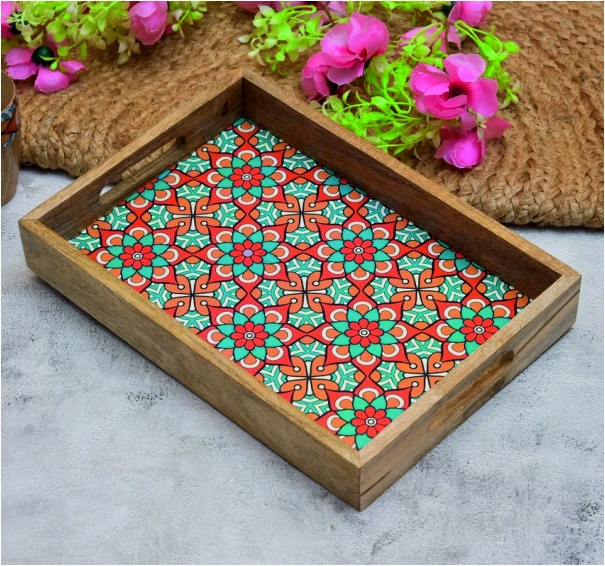 Floral Printed Tray - Color: Multicolor