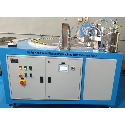Eight Head Glue Dispensing Machine With Induction Table - Color: Blue