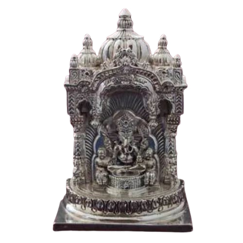 Silver Ganesh Statue In Temple