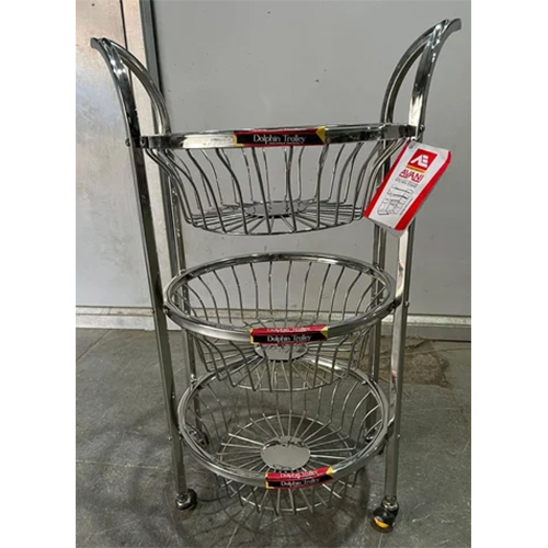 Ss Dolphin Kitchen Trolley - Color: Silver