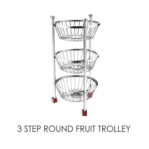 3 Step Round Fruit Trolley