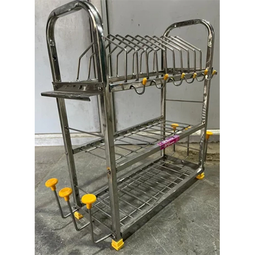 3 Shelves Ss Kitchen Rack - Color: Silver