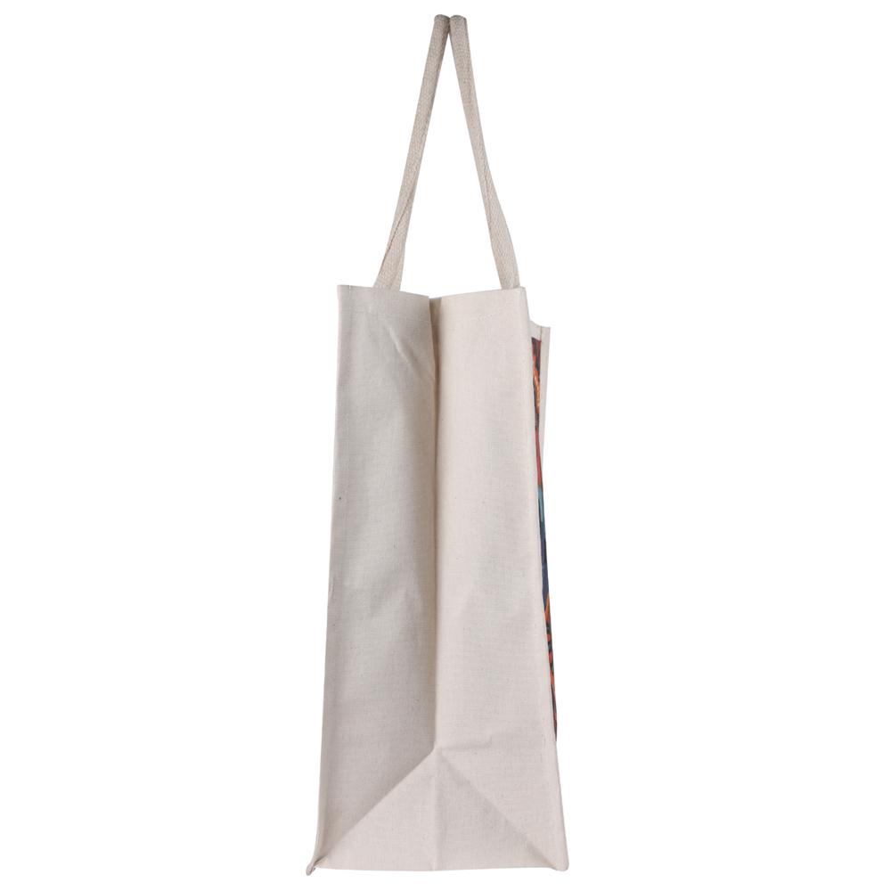 Eco-Friendly Cotton Canvas Tote Bag with Ethnic Art Print
