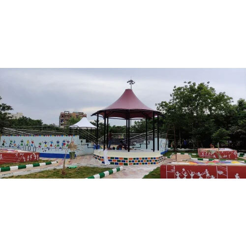 Tensile Fabric Conical Structures - Color: Red