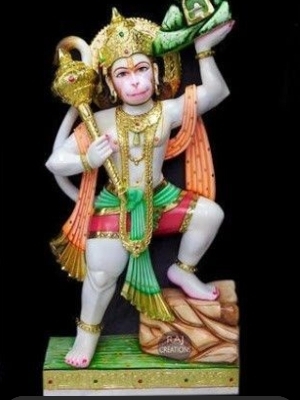 Makrana Marble Hanuman 3 Feet - Color: White