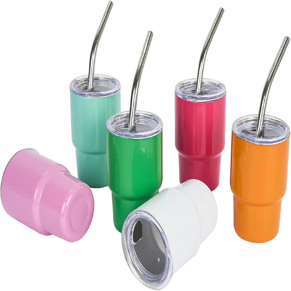 3oz Mini Tumbler Shot Glass With Straw And Lid - Color: Multi