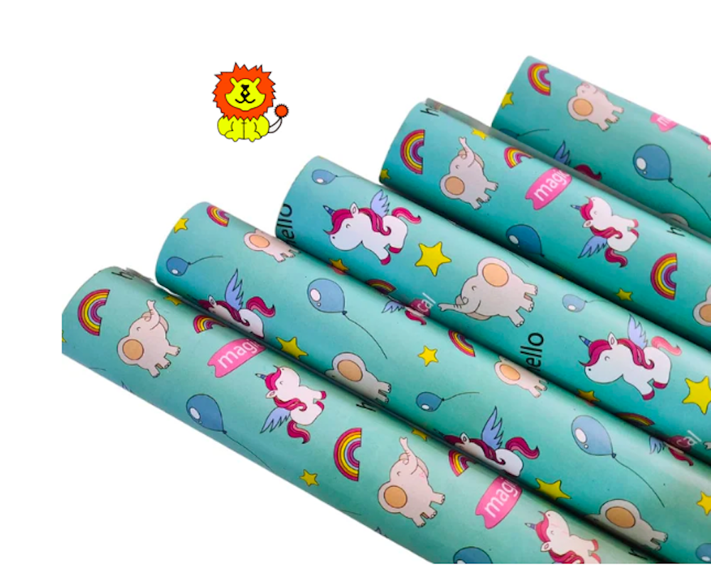 Unicorn Themed Gift Wrapping Paper Sheet (Chromo)