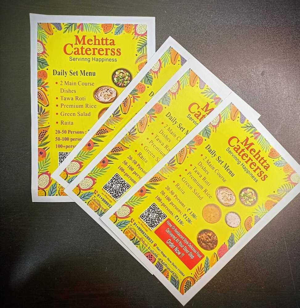 Printed Restaurant Menus