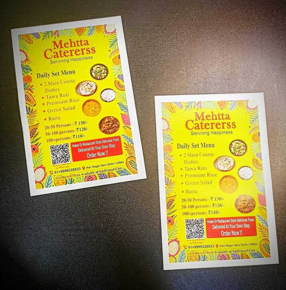 Printed Restaurant Menus
