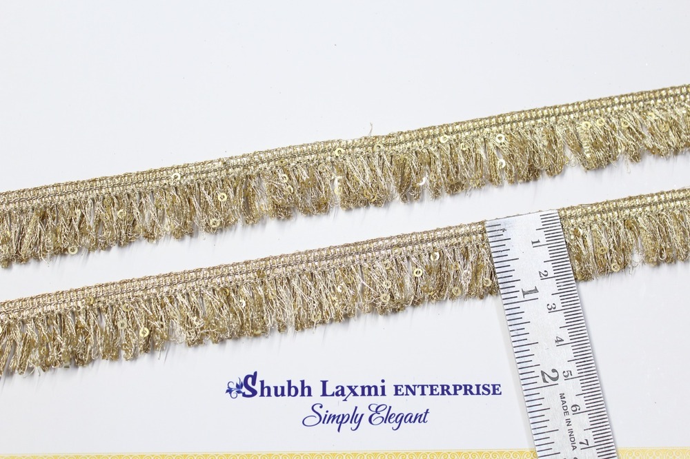 Zari Sequence Jhalar Lace - Color: Golden