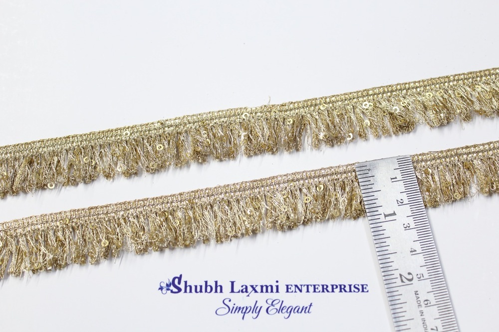 Zari Sequence Jhalar Lace - Color: Golden