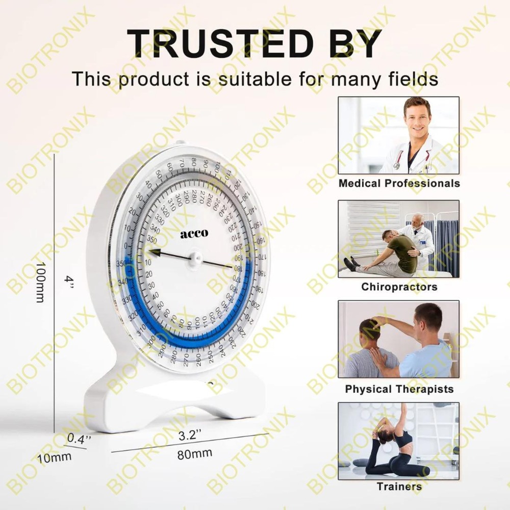360 Degree Bubble Inclinometer Goniometer for Physical Therapy and Rehabilitation