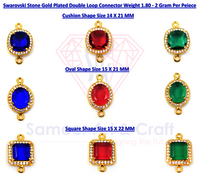 Swarovski Stone Gold Plated Double Loop Bezel Connector - Color: Multicolor