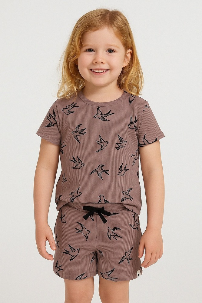 Girls Printed  Shorty  Set