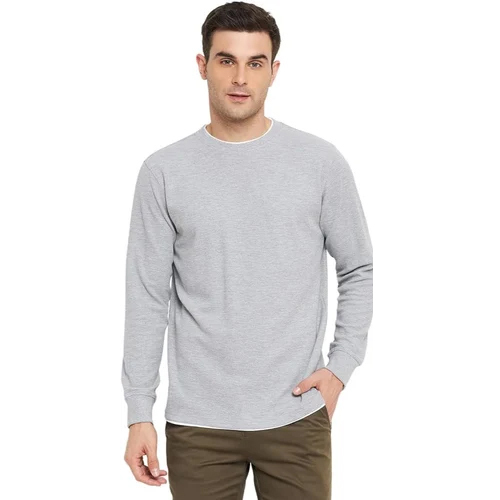 Men Round Neck Grey Sweatshirt