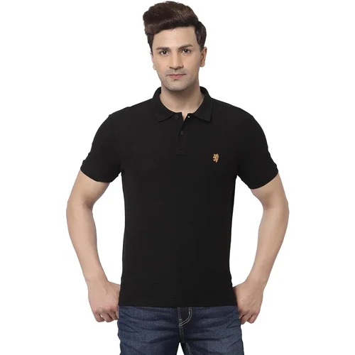 Mens Black Collar T Shirt