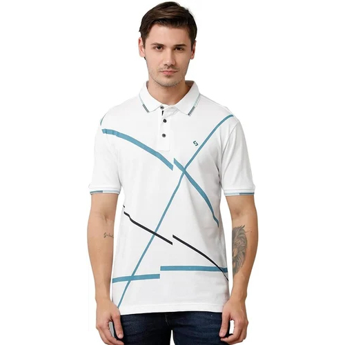 Men Plain White Collar T Shirt
