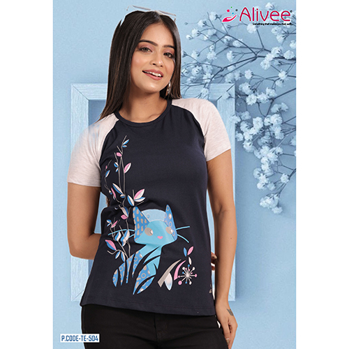 Crew Neck Graphic Raglan T-Shirt