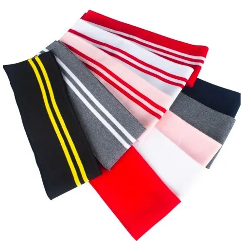 Spun Polyester Lycra Knitted Rib Fabric