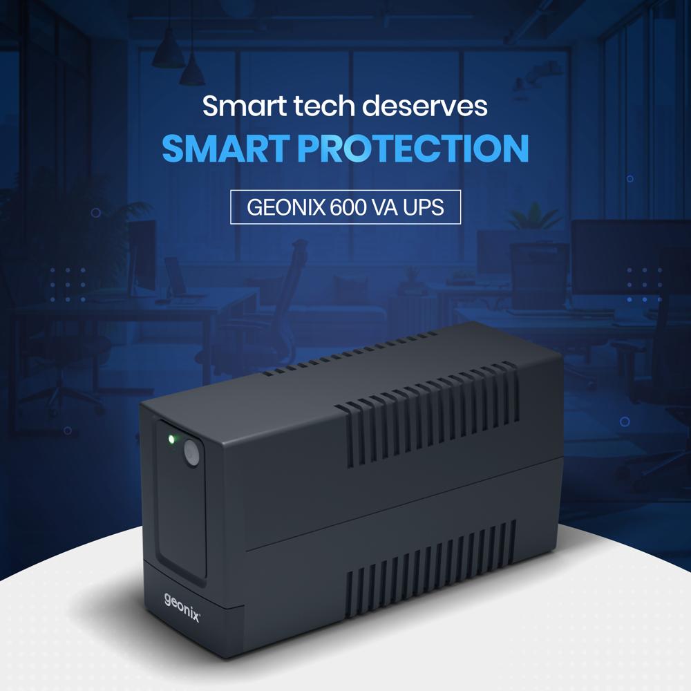 600va Ups - Capacity 600va/360w, Size 27.9x10.1x14.2cm, Recharge Time 6 Hours | Features 10-15 Min Backup, 3 Output Sockets, Bis Approved