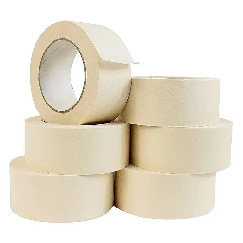 Masking Tape - 1 Inch Width, 1000 Meter Length | Off White, Rubber Adhesive, Waterproof, Dimensionally Accurate, 6 Month Shelf Life, 40% Elongation