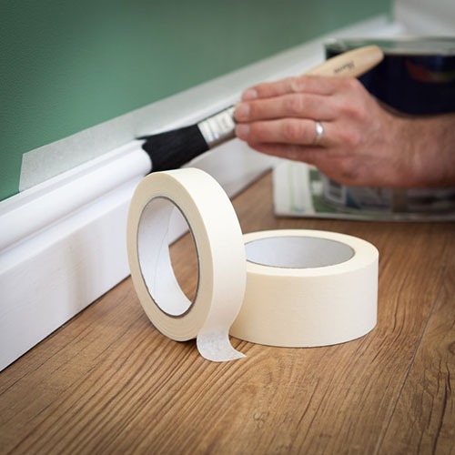 Masking Tape - 1 Inch Width, 1000 Meter Length | Off White, Rubber Adhesive, Waterproof, Dimensionally Accurate, 6 Month Shelf Life, 40% Elongation