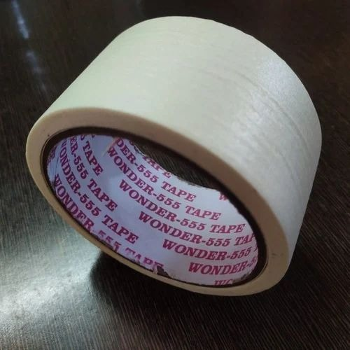Masking Tape - 1 Inch Width, 1000 Meter Length | Off White, Rubber Adhesive, Waterproof, Dimensionally Accurate, 6 Month Shelf Life, 40% Elongation