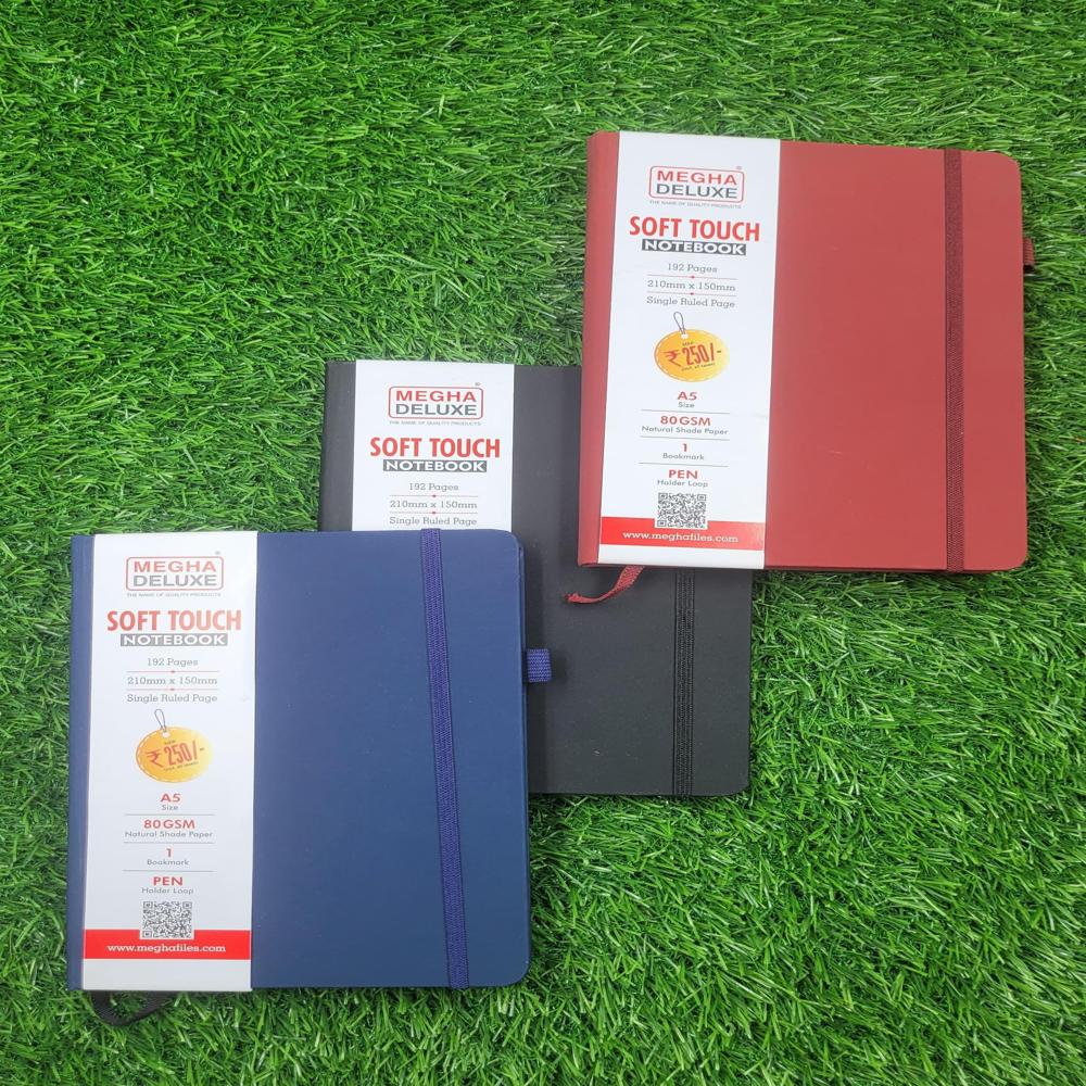 Notebook - Acid-free Paper, 5.5x8.25 Inches, Green Cardboard Cover | 192 Un-ruled Pages, Integrated Bookmark, Elastic Closure