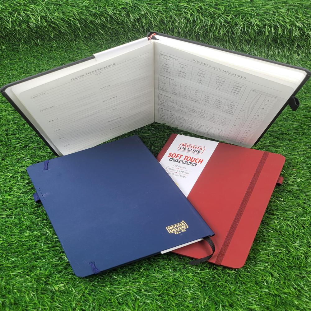 Notebook - Acid-free Paper, 5.5x8.25 Inches, Green Cardboard Cover | 192 Un-ruled Pages, Integrated Bookmark, Elastic Closure