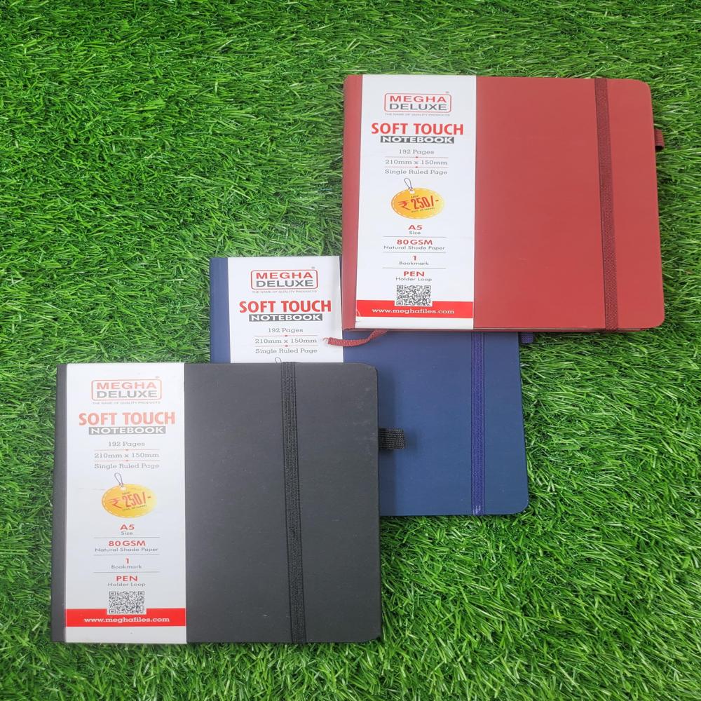 Notebook - Acid-free Paper, 5.5x8.25 Inches, Green Cardboard Cover | 192 Un-ruled Pages, Integrated Bookmark, Elastic Closure