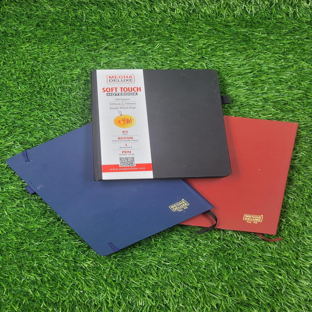 Notebook - Acid-free Paper, 5.5x8.25 Inches, Green Cardboard Cover | 192 Un-ruled Pages, Integrated Bookmark, Elastic Closure