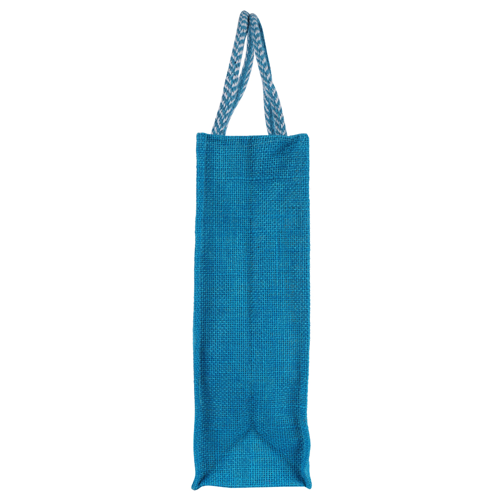 Large Eco-Friendly Jute Bag with Madhubani Art Print  Reusable Blue Tote (35x10x38 cm)