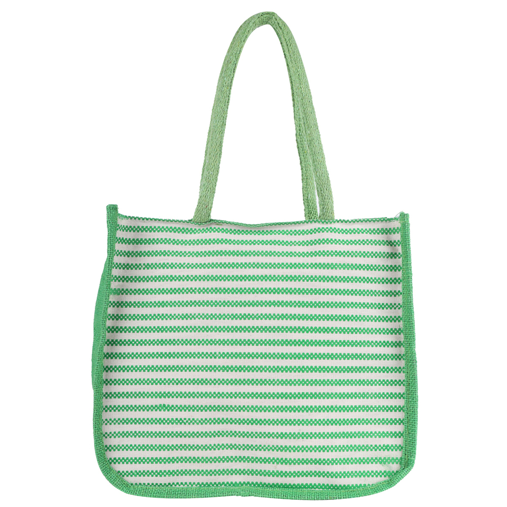 Eco-Friendly Green Jute Handbag with Elephant Print Pocket  Reusable Shopping Tote (28x8x32 cm)