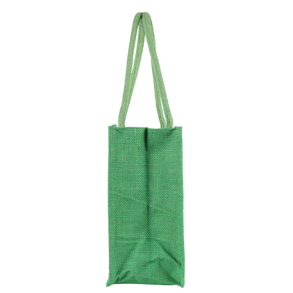 Eco-Friendly Green Jute Handbag with Elephant Print Pocket  Reusable Shopping Tote (28x8x32 cm)