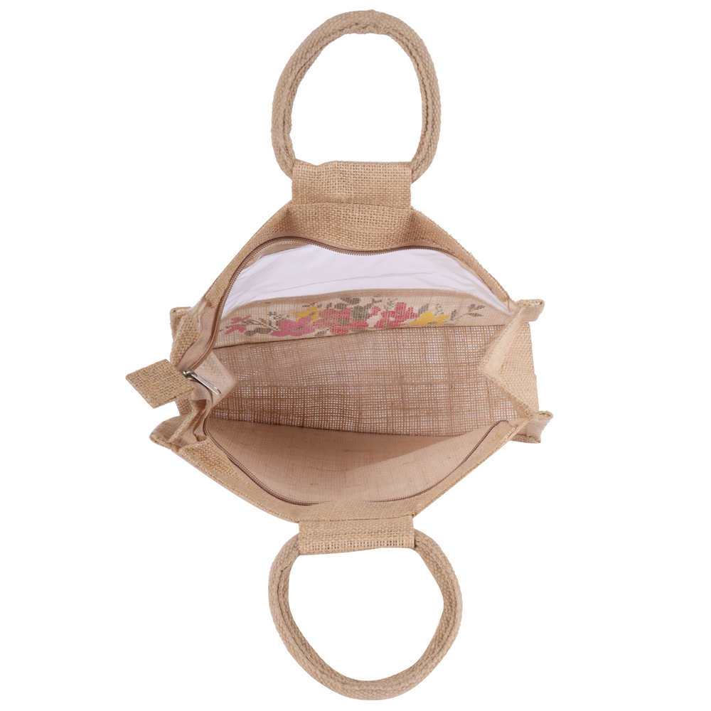 Eco-Friendly Jute Gift Bag with Floral Print & Transparent Window  12