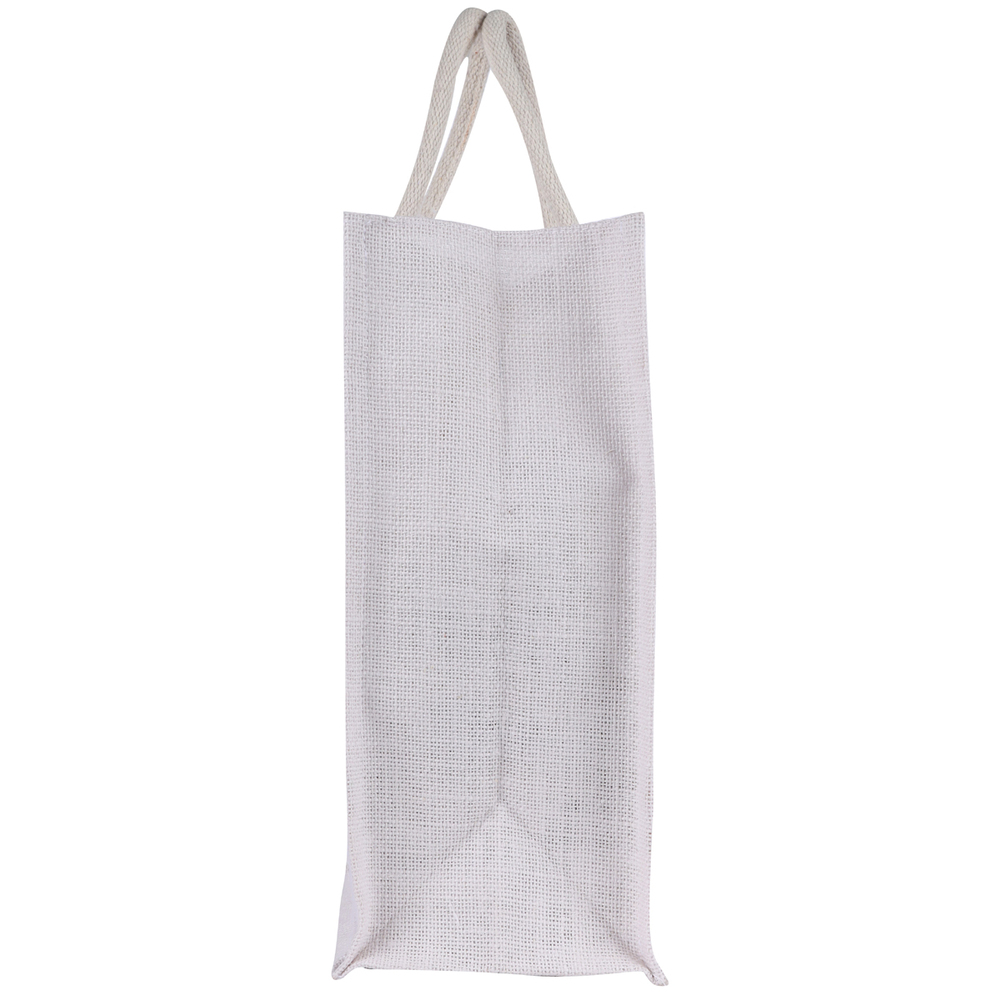 White Ethnic Jute Gift Bag with Red and Gold Border  Eco-Friendly Reusable Tote for Festive Gifting & Return Favors