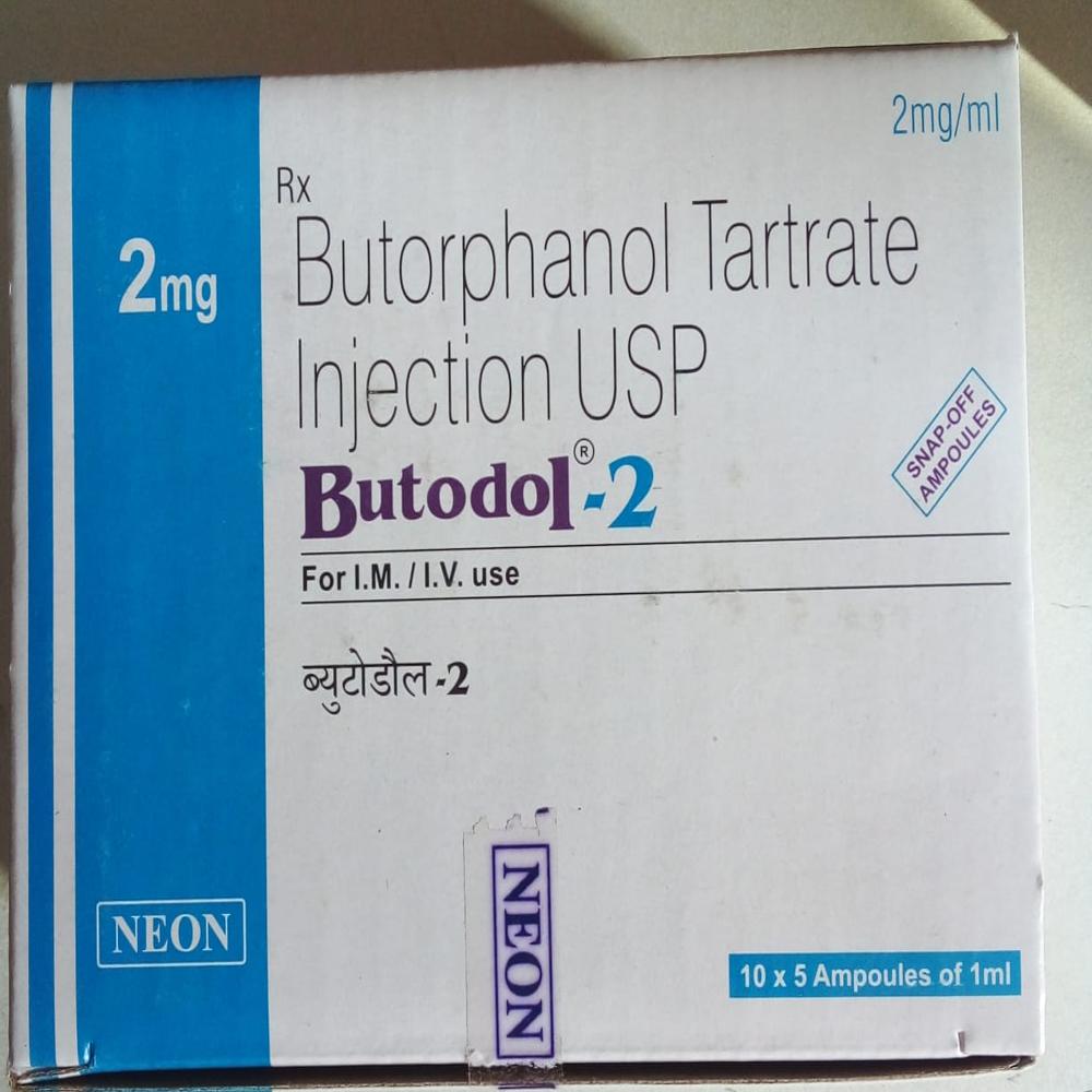Butodil 2mg/ml - Butorphanol Tartrate Injection Usp, 10x5 Ampoules Of 1ml | Suitable For Pain Management And Anesthesia