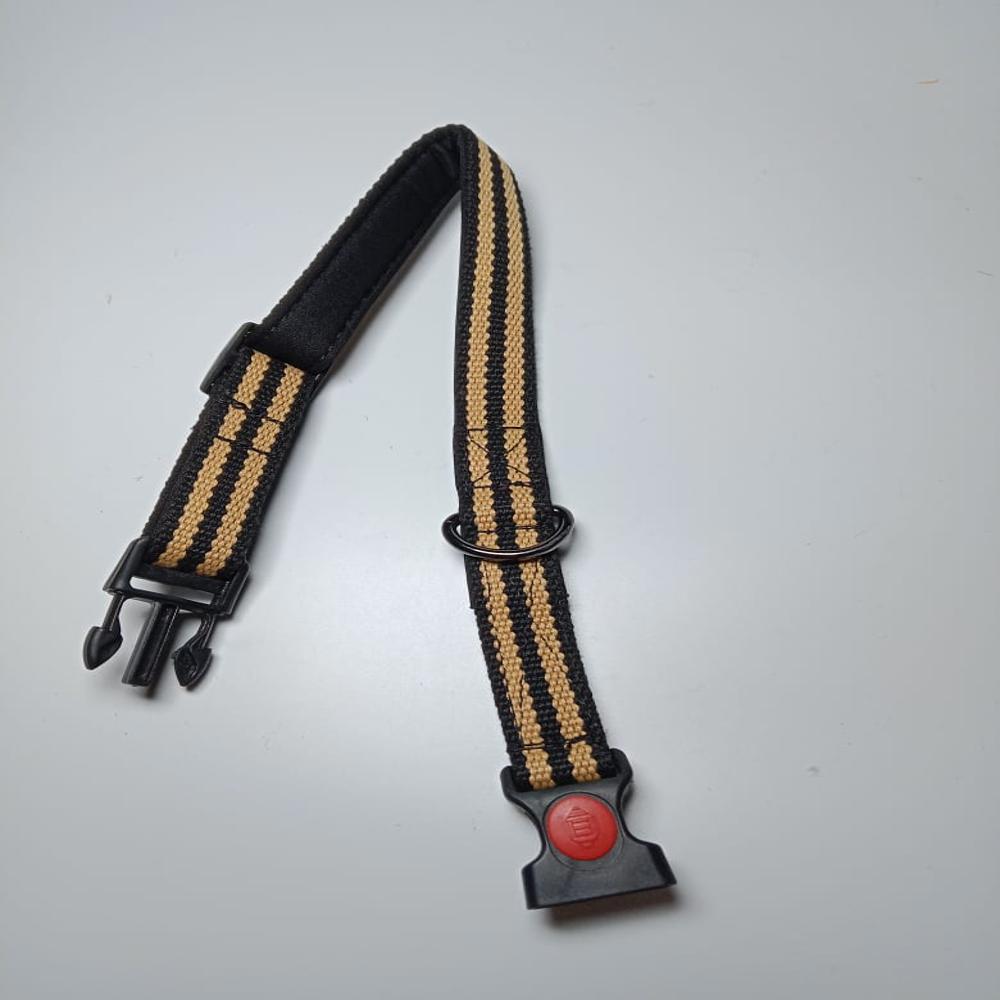 Textrade Associates Reflective Dog Collar, 32 mm, Yellow-Black Striped Pattern with D-Ring