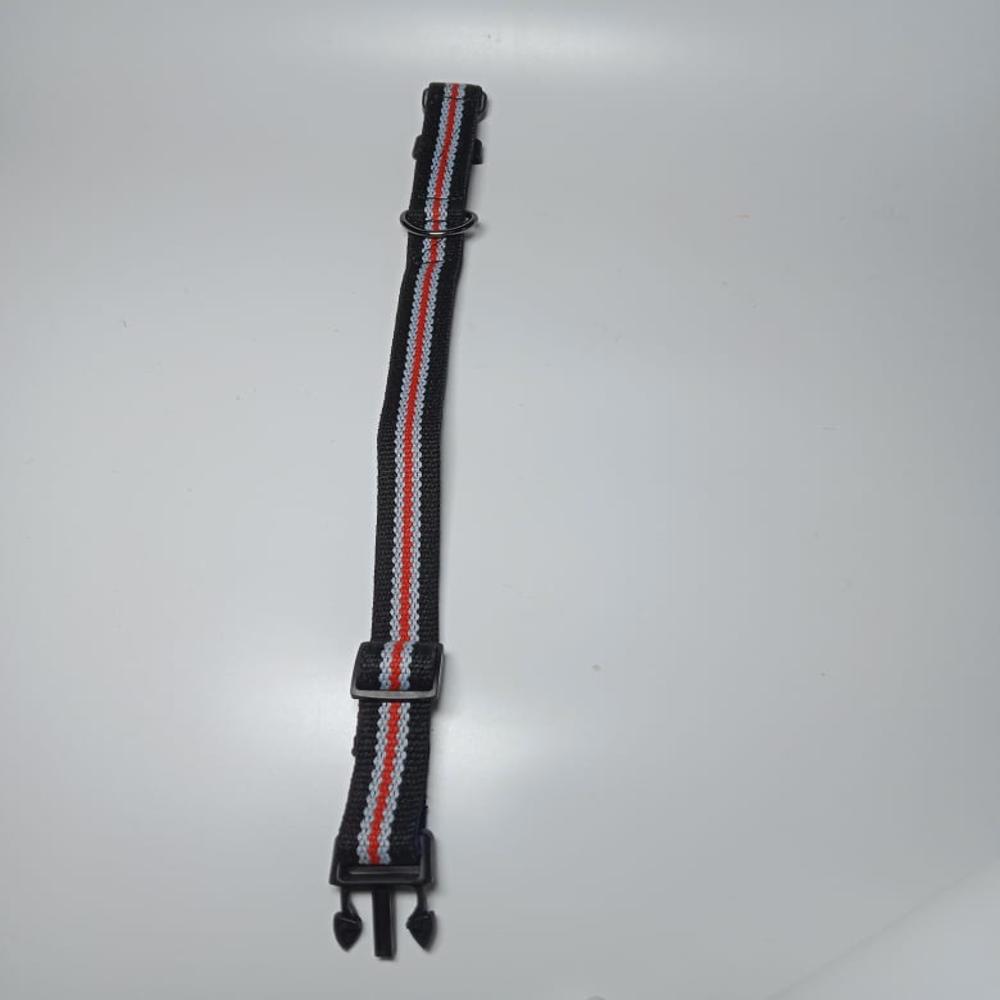 Textrade Associates Reflective Dog Collar, 32 Mm, Yellow-black Striped Pattern With D-ring - Color: Red And Black Stripped