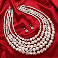 Ladies White Pearl Necklace Set
