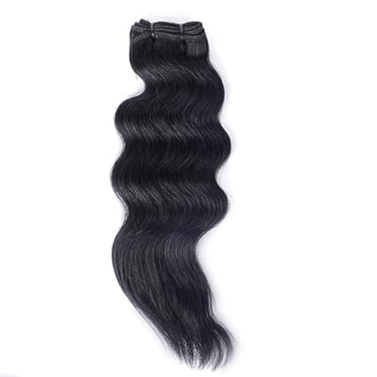 100% Wavy Sew in Human Hair Extensions Real Human Hair, Weft Extensions 24 Inch Natural Brown, Premium Remy, Natural Straight
