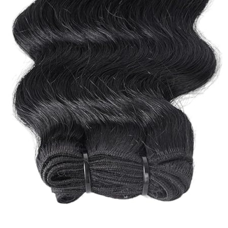 100% Wavy Sew in Human Hair Extensions Real Human Hair, Weft Extensions 24 Inch Natural Brown, Premium Remy, Natural Straight