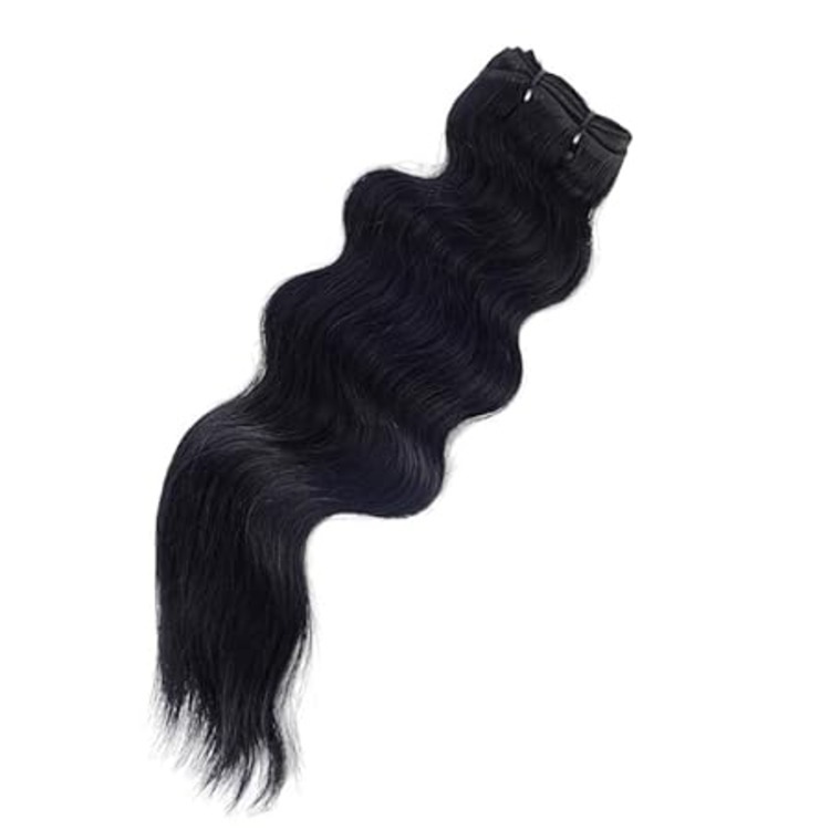 100% Wavy Sew in Human Hair Extensions Real Human Hair, Weft Extensions 24 Inch Natural Brown, Premium Remy, Natural Straight