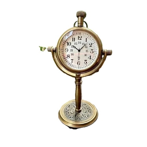 Handmade Brass Desk Clock - Color: Golden