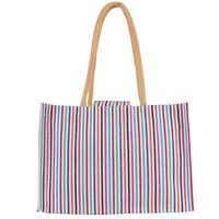 Eco-Friendly Cotton Canvas Tote Bag with Colorful Stripes  35x25x8 cm | Sustainable Shopping & Everyday Use Bag with Long Handle
