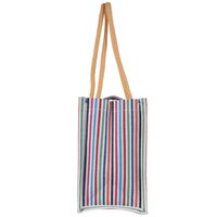 Eco-Friendly Cotton Canvas Tote Bag with Colorful Stripes  35x25x8 cm | Sustainable Shopping & Everyday Use Bag with Long Handle