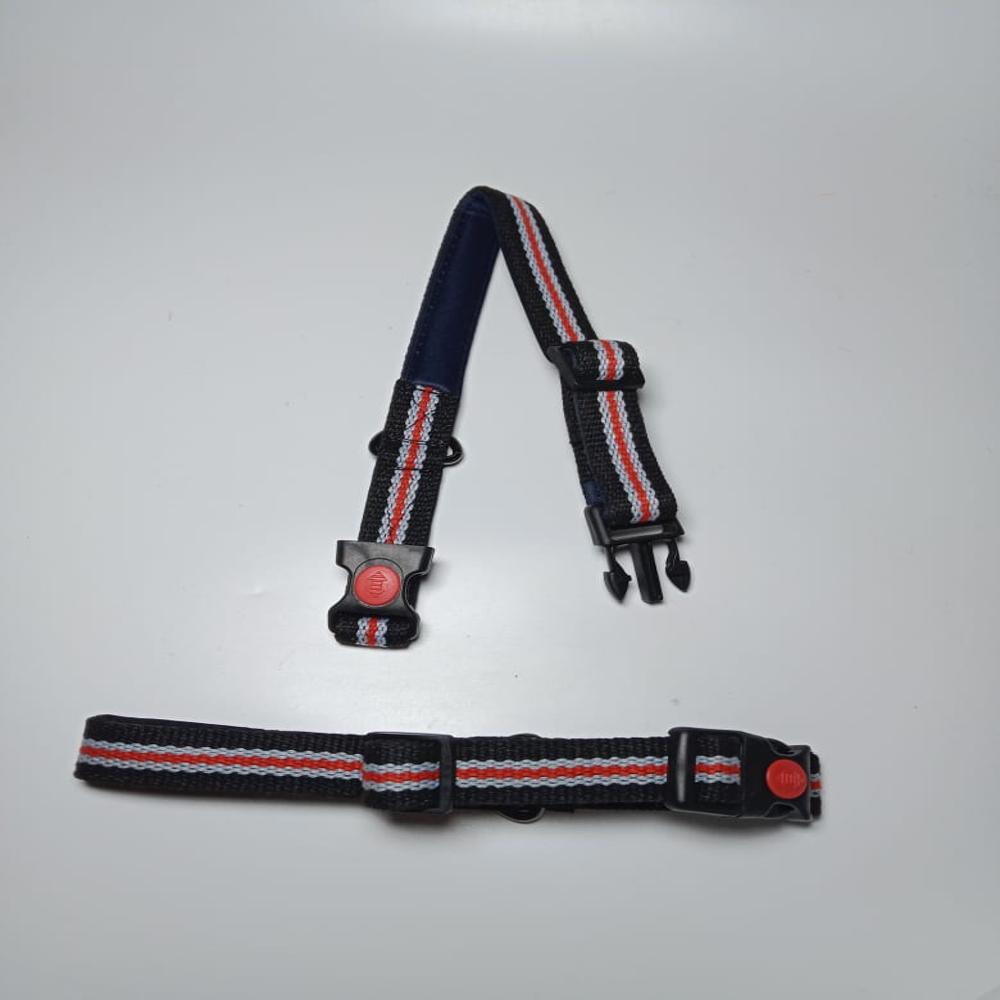 Textrade Associates Reflective Dog Collar, 32 mm, Red and Black Stripped, Pack of 2
