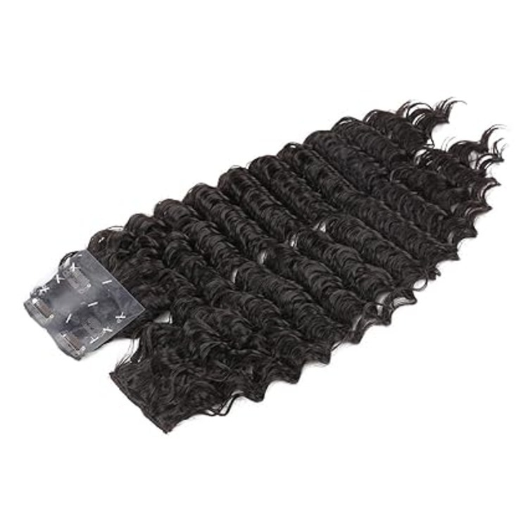 24 Inches Deep Wave Clip in Hair Extensions Full Head 7  Pieces  Deep Curly Clip in Hair