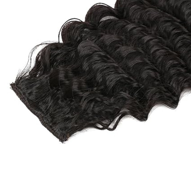24 Inches Deep Wave Clip in Hair Extensions Full Head 7  Pieces  Deep Curly Clip in Hair